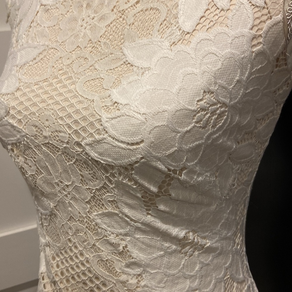 Tadashi Shoji White Lace MIDI Dress BodyCon Size 0 - Picture 4 of 8